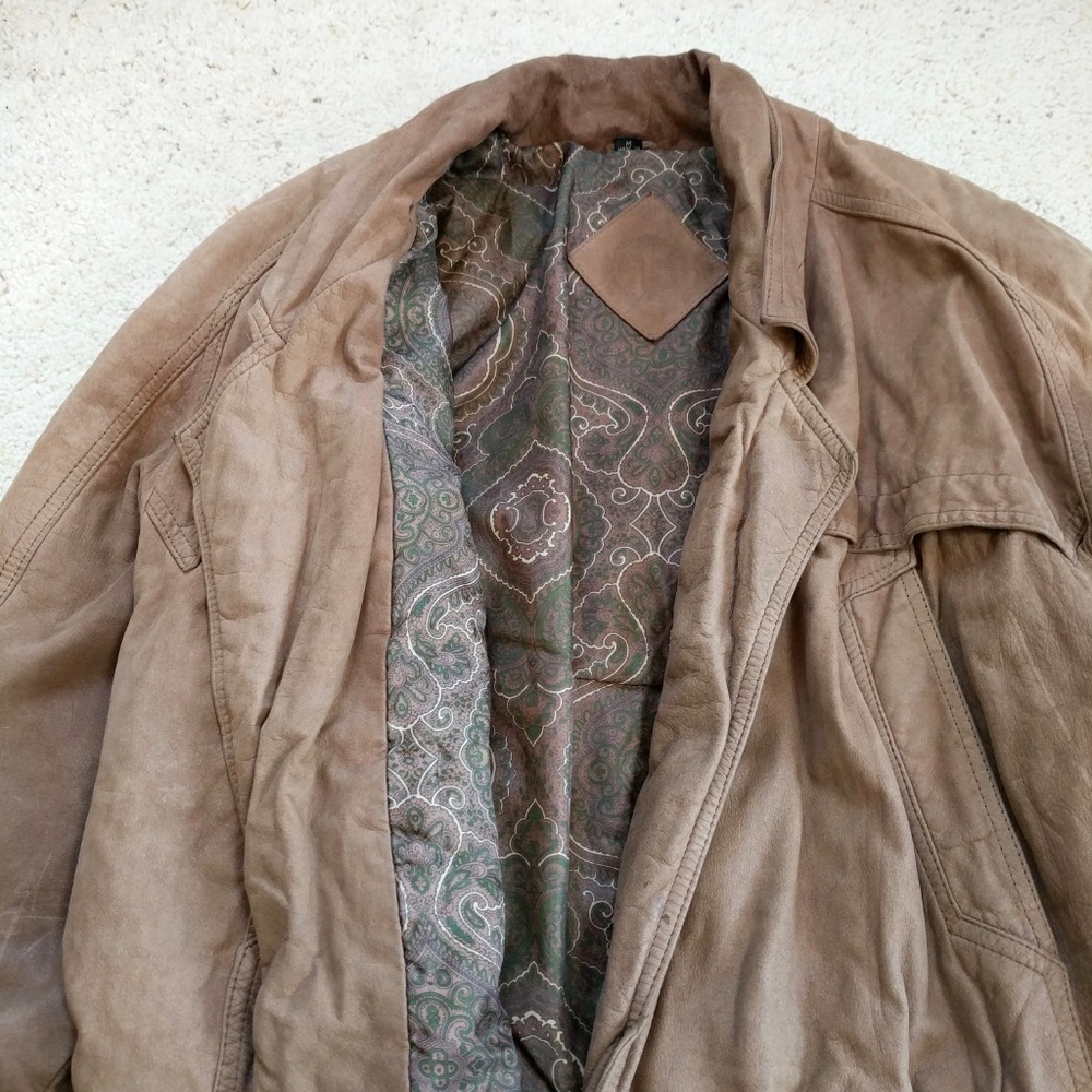 Vintage Jacqueline Ferrar Moto Biker Leather Jacket Insulated Paisley Lining M - Picture 3 of 8